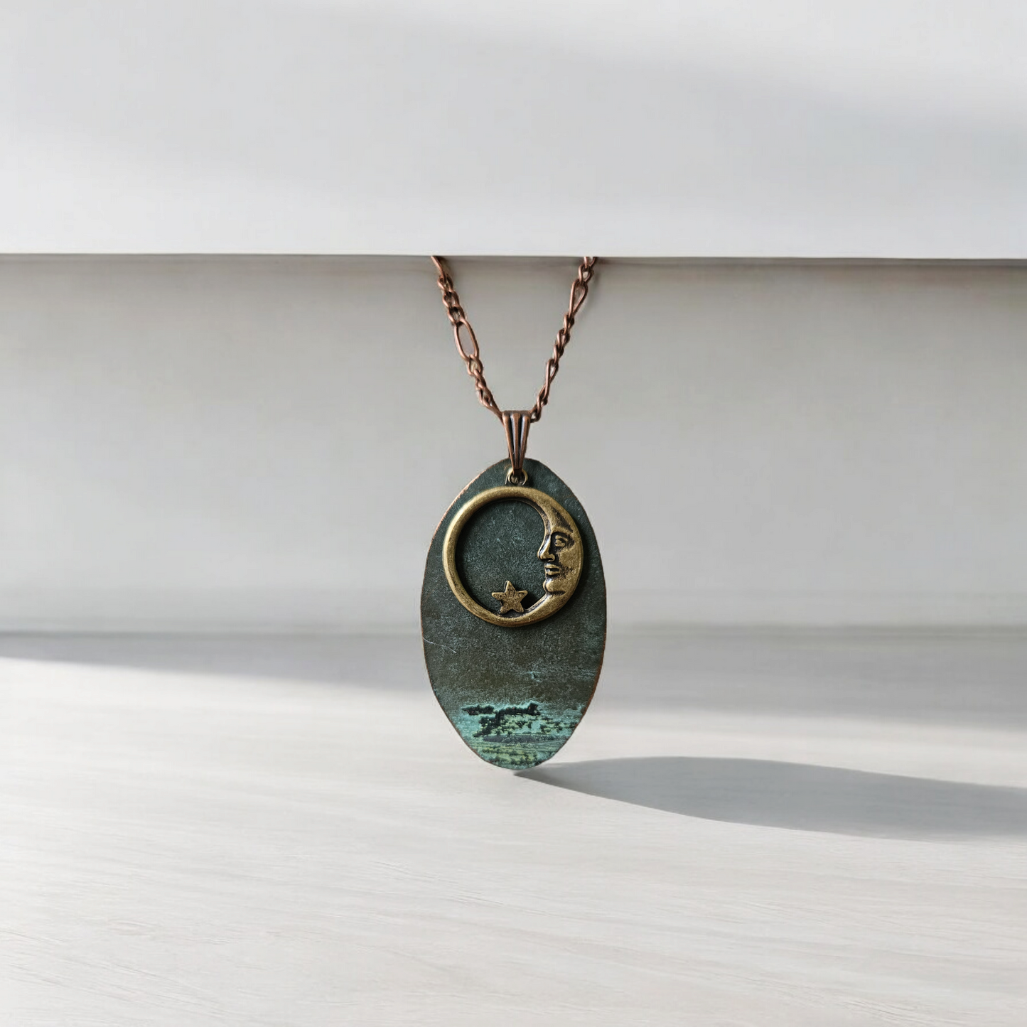 BPL Copper Dome Necklace w/Moon Charm